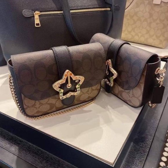 NWT COACH C7013 Gemma Crossbody In Blocked Signature Canvas With Star Buckle - Picture 16 of 16